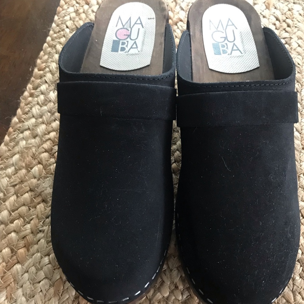 MAGUBA Swedish Clogs Black Suede Sz 41
